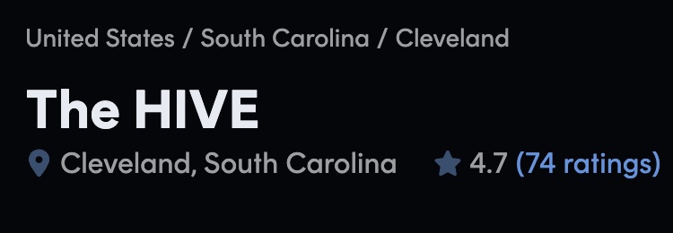 UDisc opening-weekend snapshot showing The Hive at 4.7 overall from 74 ratings
