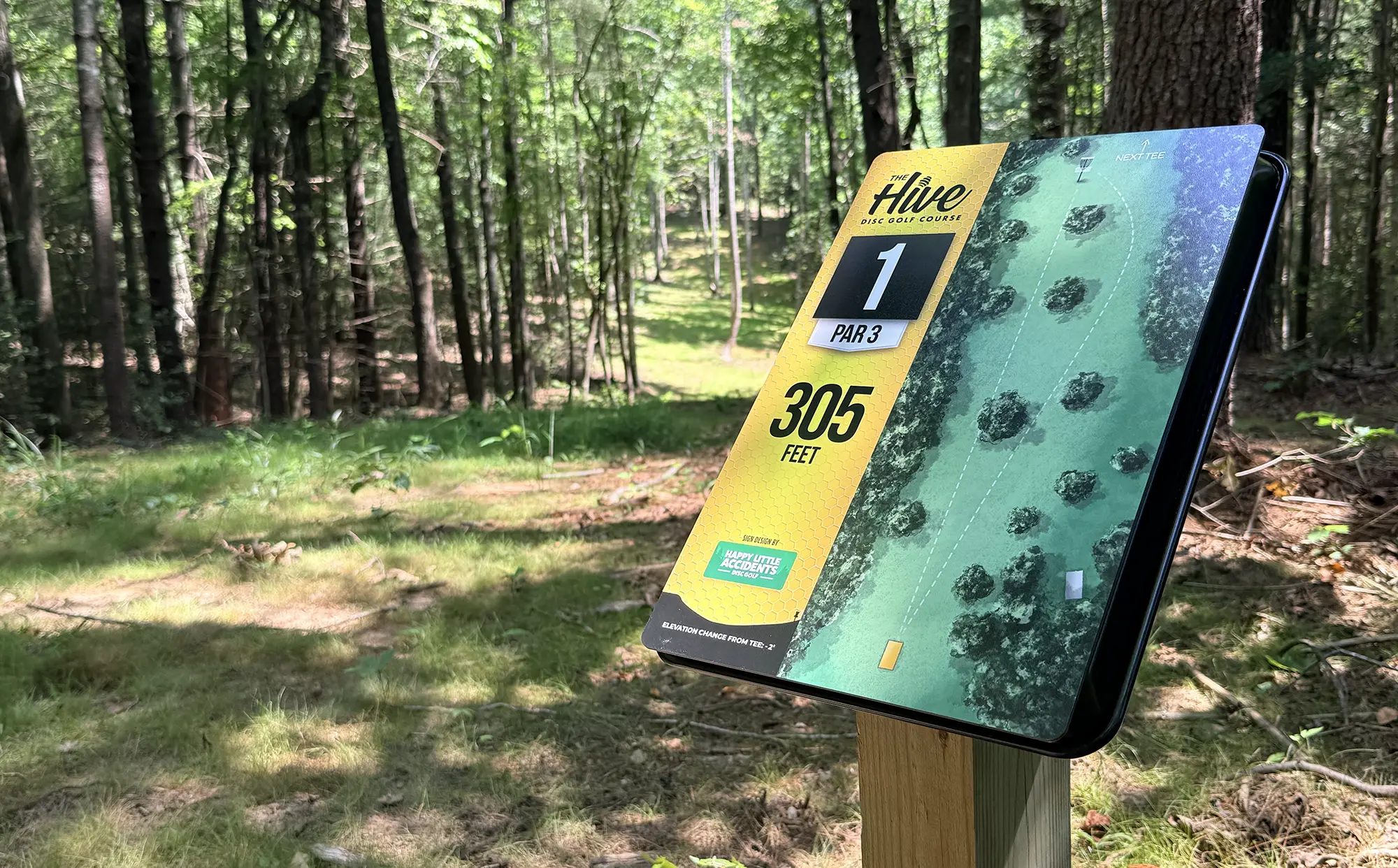 The Hive DGC Custom Disc Golf Tee Signs by Happy Little Accidents
