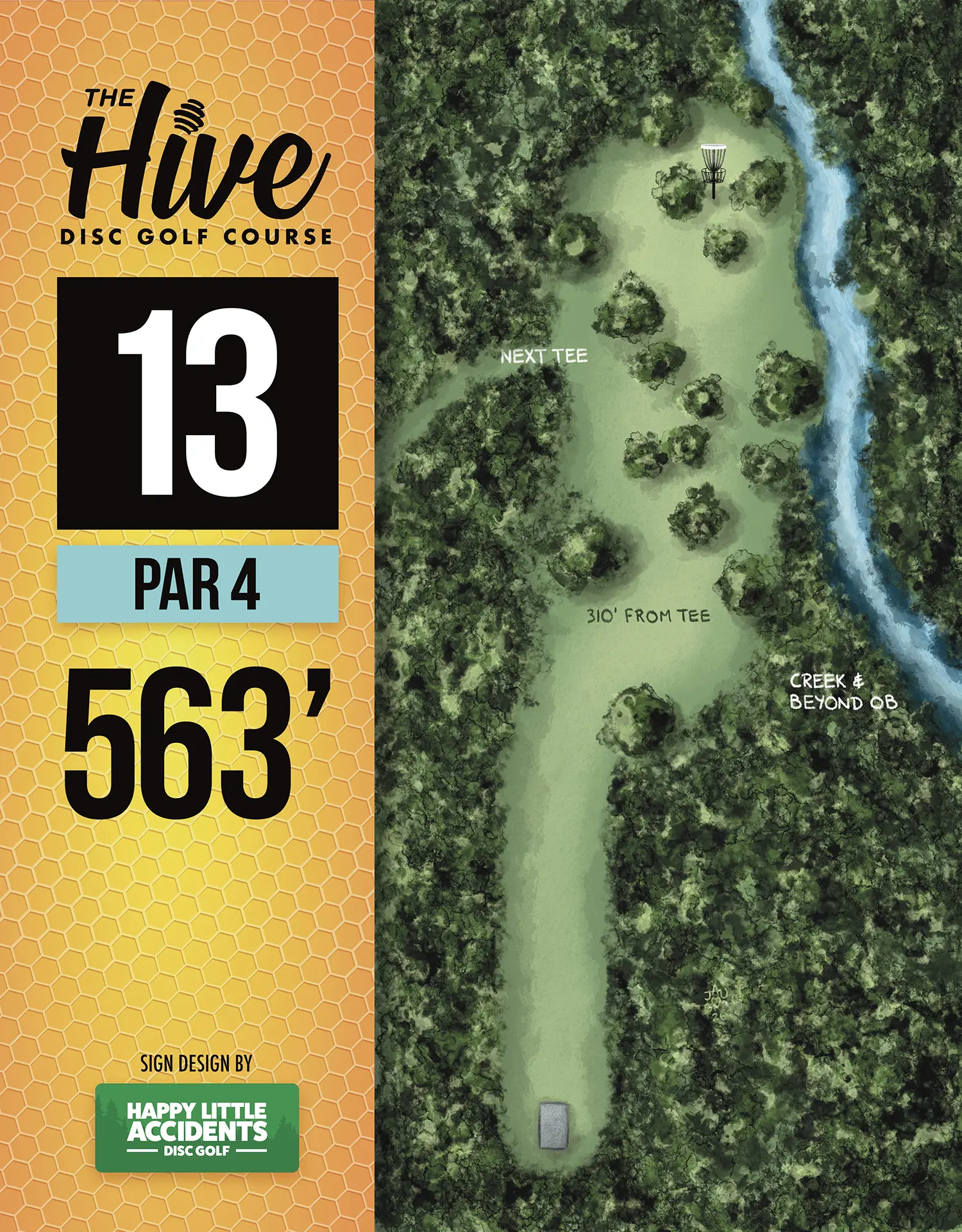 The Hive hole 13 tee sign