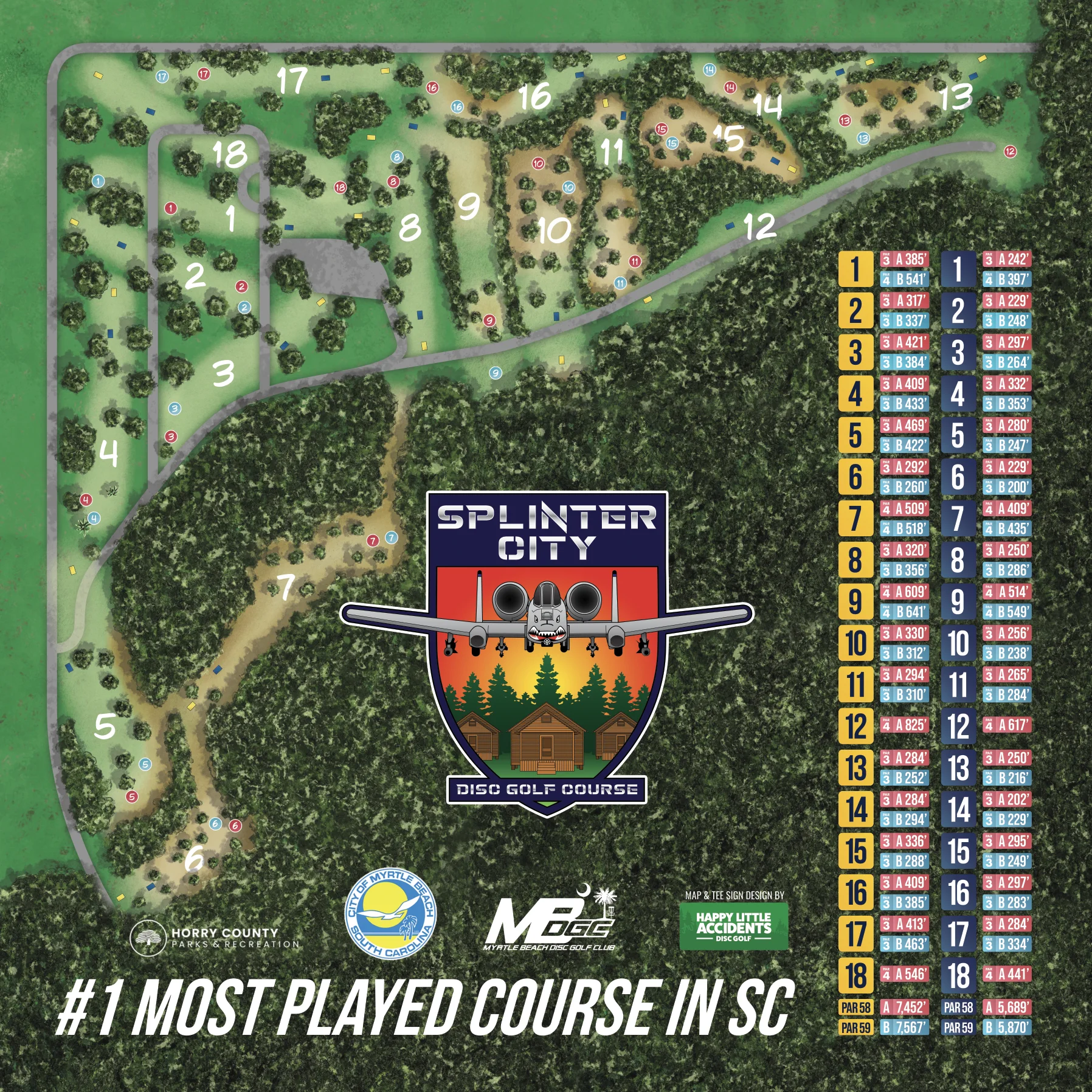 Splinter City Custom Disc Golf Course Map by Happy Little Accidents