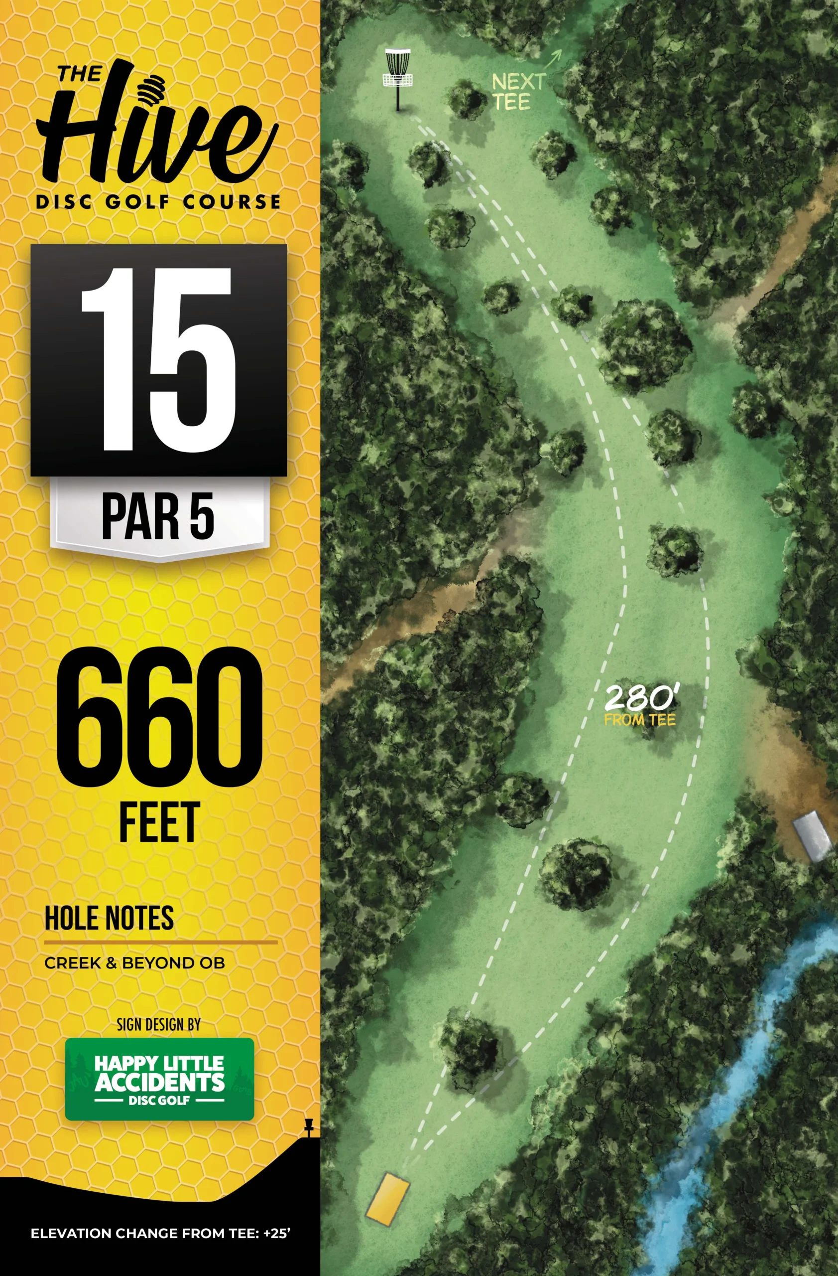 The Hive hole 15 tee sign